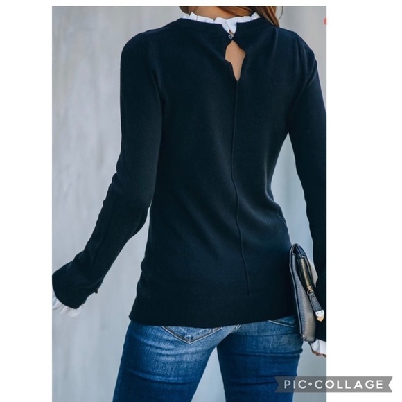 Black n White… Black Sweater White Accents - Picture 3 of 7